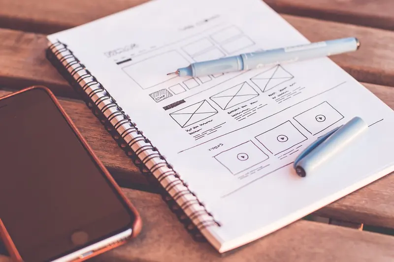 Planning a website layout on paper