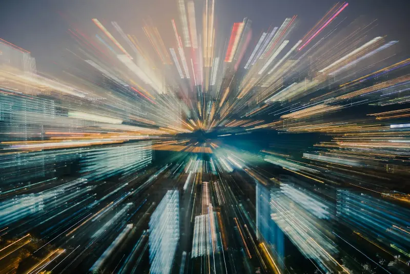 Long-exposure photo of light trails at night